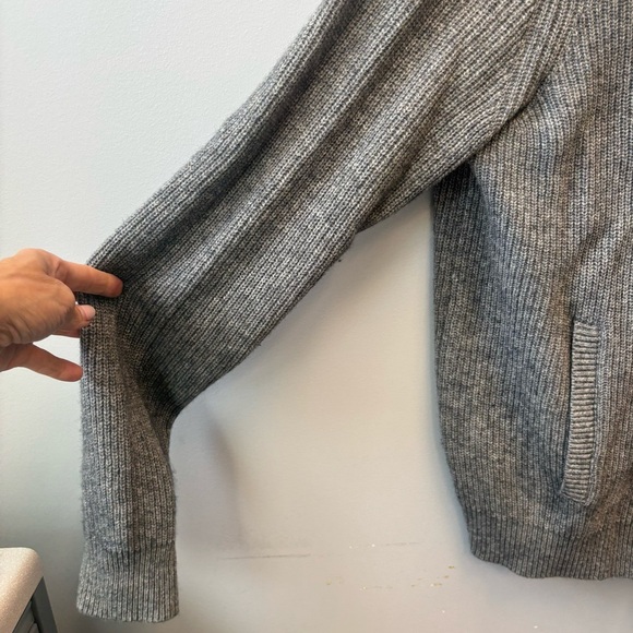 Express XL Cardigan Sweater Shawl Collar Gray Button-Up Wool Blend Pockets - Picture 7 of 12